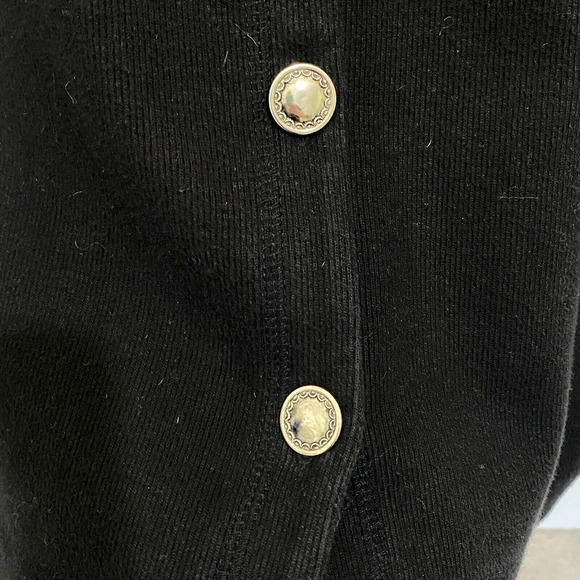 Vintage Y2K Ojai Black Jacket Sz M Thick Soft Knit Silver Buttons Made In Peru - Picture 4 of 9